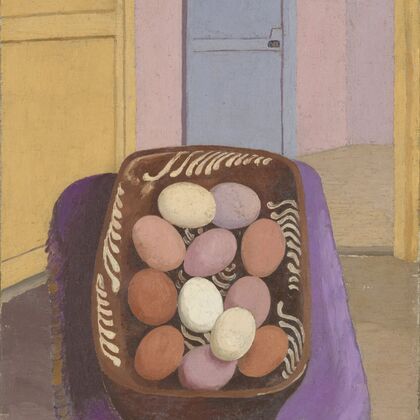 Painting by Cedric Morris of a basket of eggs