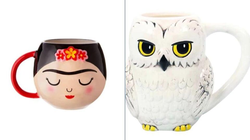 Novelty mugs at Brand Academy - Frida Kahlo mug a Hewdig owl mug