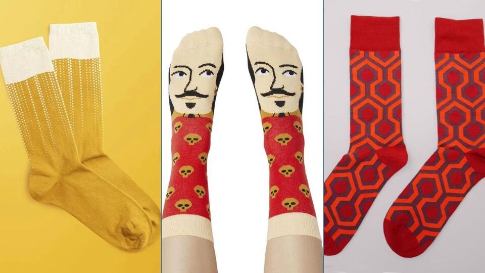 From left: Lucky Socks from Brand Academy, William Shakes-Feet socks from National Theatre, Overlook Hotel socks from BFI Shop